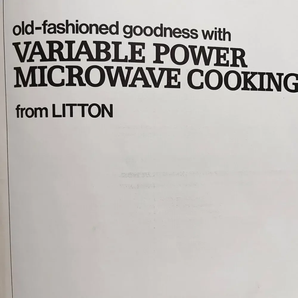 Variable Power‎ Microwave Cooking from Litton - Vintage 1975